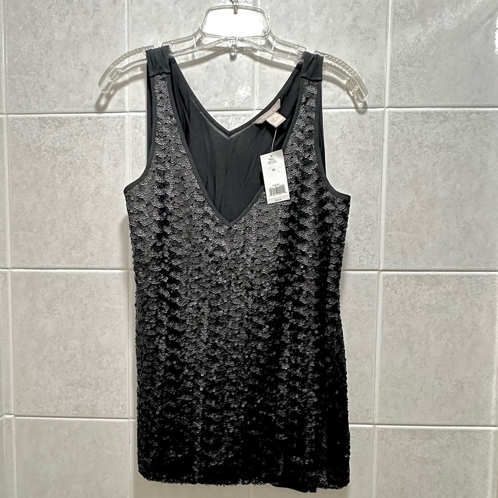 Banana Republic, sequined, black, tank top, size medium new with tags (NWT)